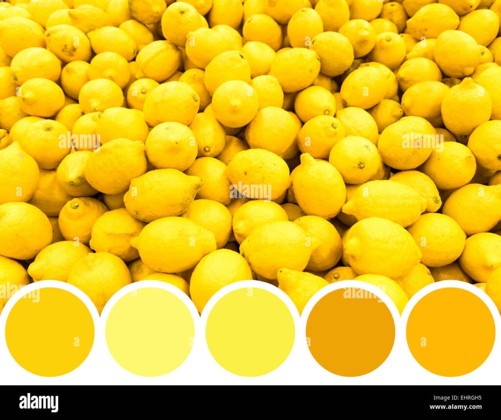Tavolozza dei colori del giallo limone I frutti del mercato Foto ...